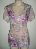 BLUSA BATA VOIL. ESTAMPADA.