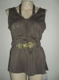 BLUSA CHIFON C/ BORDADO E CINTO.